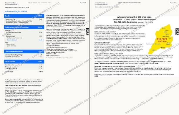 USA Xfinity utility bill template in Word and PDF formats, 4 pages, version 3, 3-4 pages